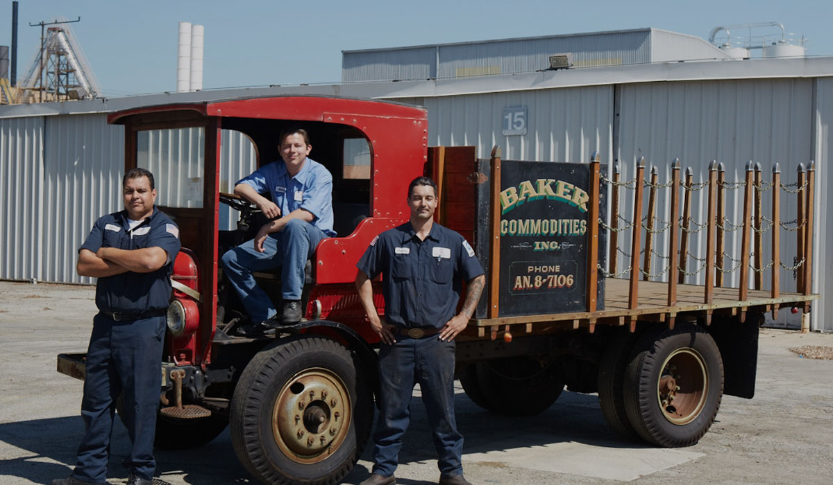 Baker drivers with old truck